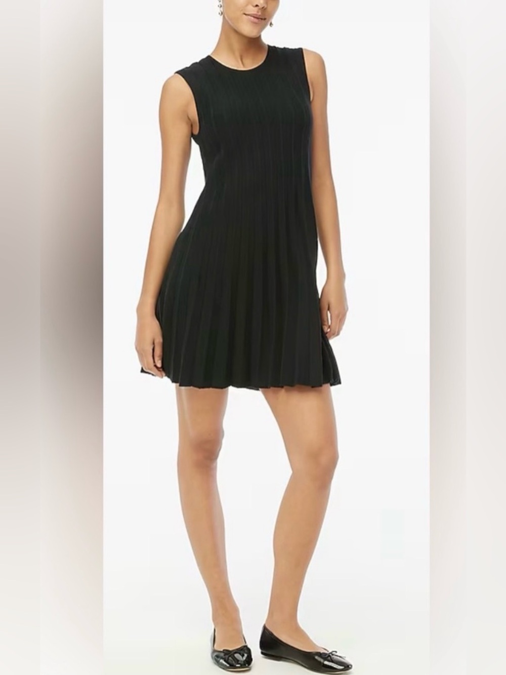 EUC- J. Crew Pleated Sleeveless Sweater Dress in Black size M